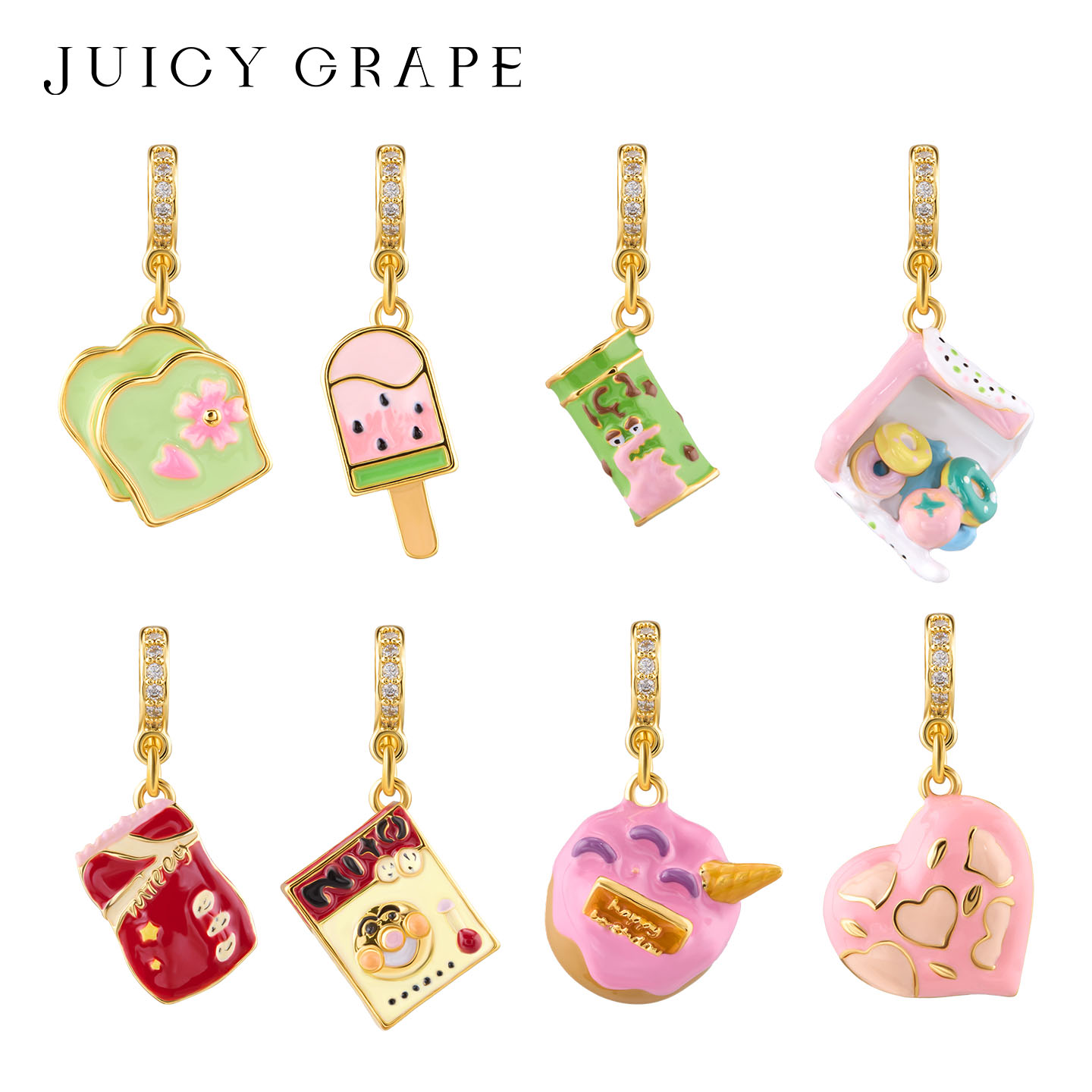 Food Sweet Snacks - Colgantes de esmalte 3D con diseños